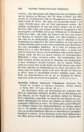 634-635 [Rezension] Specimina codicvm Graecorvm Vaticanorvm