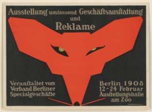 Ausstellung umfassend Geschäftsausstattung und Reklame