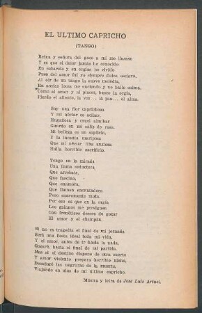 El ultimo Capricho : (Tango)