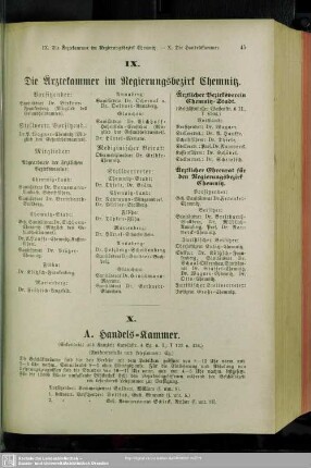IX. Ärztekammer im Regierungsbezirk Chemnitz