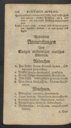 Besondere Anmerckungen Von einigen vieldeutigen teutschen Wörtern