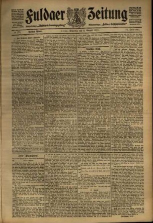 Erste Ausgabe vom Dienstag, den 02. August 1910.