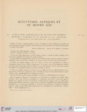 Sculptures antiques et du Moyen Âge (Nr. 28 - 102)
