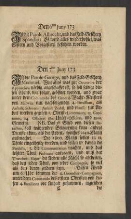 Den 6ten Juny 173