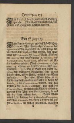 Den 6ten Juny 173
