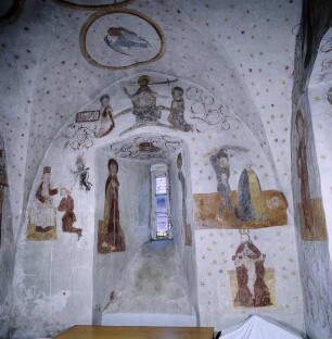 Gnadenstuhl, Heiligenmartyrium, Stifterszene und Christus als Weltenrichter