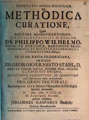 Disp. med. inaug. de methodica curatione