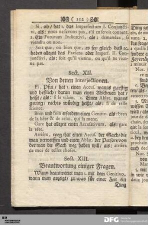 Sect. XII. Von denen Interjectionen.