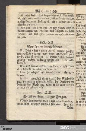 Sect. XII. Von denen Interjectionen.