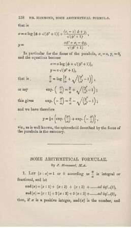 Some arithmetical formulae.