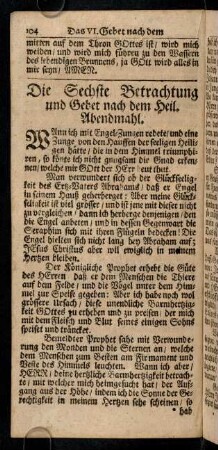 104-112, Die Sechste Betrachtung und Gebet nach dem Heil. Abendmahl.
