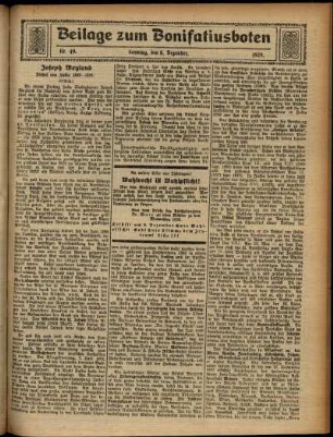 Zweite Ausgabe vom Sonntag, den 08. Dezember 1929.