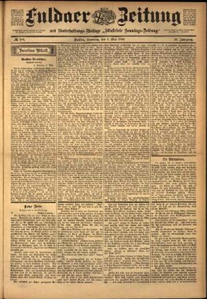 Zweite Ausgabe vom Samstag, den 07. Mai 1898.
