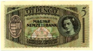 Geldschein, 5 Pengö, 15.1.1938