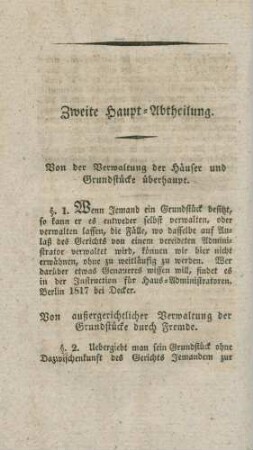 Zweite Haupt-Abtheilung.