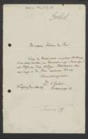 Brief von Karl von Goebel an Regensburgische Botanische Gesellschaft