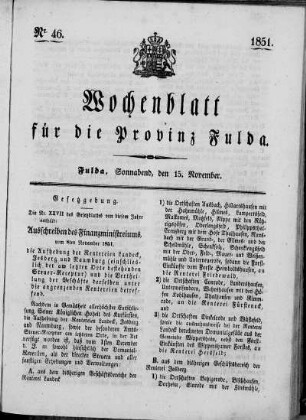 Nr. 46, Ausgabe vom 15. November 1851