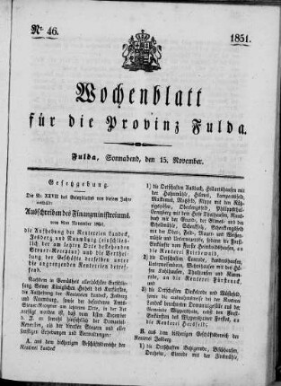 Nr. 46, Ausgabe vom 15. November 1851