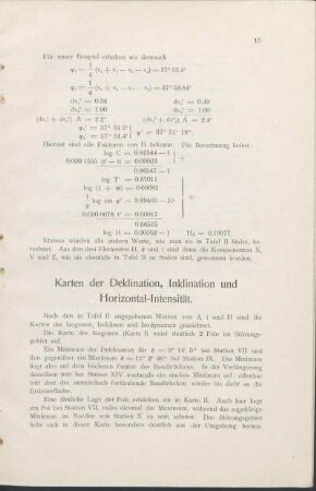Karten der Deklination, Inklination und Horizontal-Intensität.