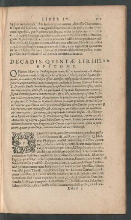 Decadis Quintae Lib. IIII. Epitome.