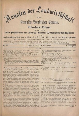 No. 29. Berlin, den 20. Juli 1870. X. Jahrgang.