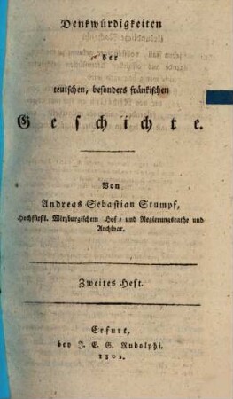 Denkwürdigkeiten der teutschen, besonders fränkischen Geschichte, 2