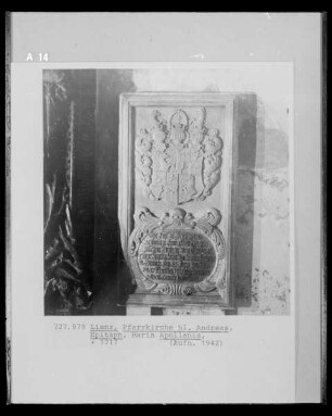 Epitaph der Maria Apolonia, verstorben 1717