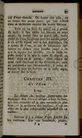 Chapitre III. De l'Eau.
