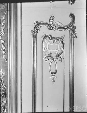 Potsdam, Neues Palais, Unteres Fürstenquartier, Rote Damastkammer, R.: 164, Paneel-Füllung.
