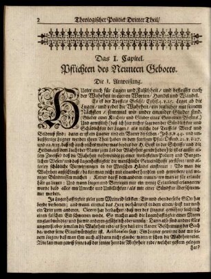 Das I. Capitel. Pflichten des Neunten Gebotts