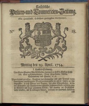 Nro. 18, Montag den 29. April 1754