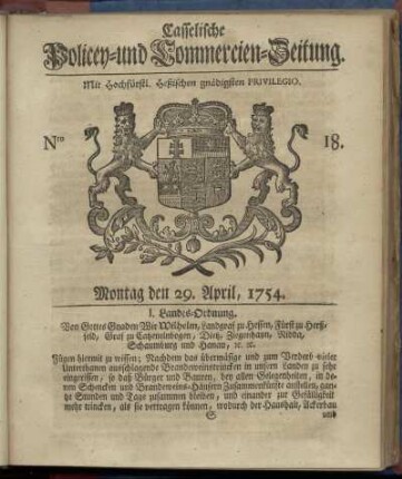 Nro. 18, Montag den 29. April 1754