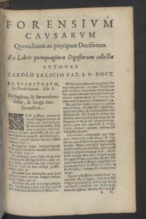 Forensium Decisionum Pars I.