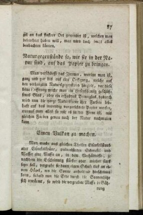 Einen Vulkan zu machen. - Blaues Pulver zu machen.