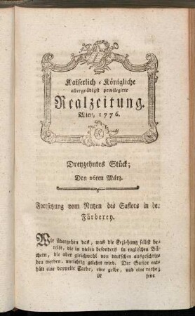 Dreyzehntes Stück; Den 26ten März. Wien, 1776.