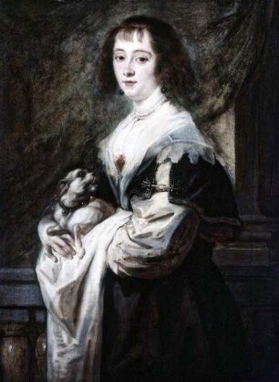 Bildnis einer Dame mit einem kleinen Hund