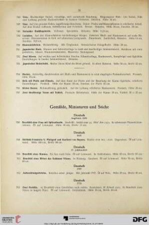 Gemälde, Miniaturen und Stiche (Nr. 758-873)