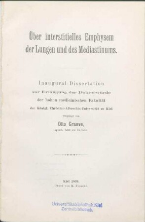 Über interstitielles Emphysem der Lungen und des Mediastinums