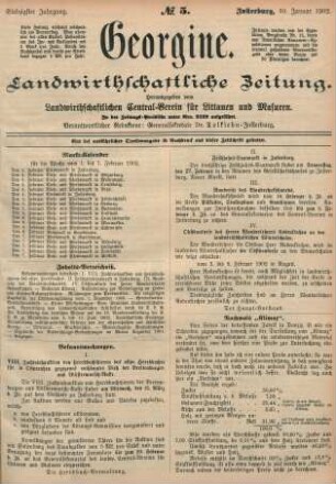Siebzigster Jahrgang. No. 5. Insterburg, 30. Januar 1902.