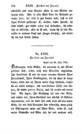 No. XXIX. Forster an Jacobi