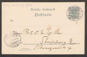 Postkarte an Friedrich Spitta : 11.05.1897