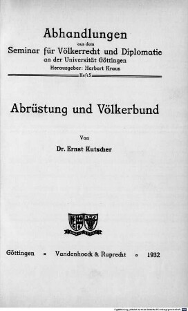 Abrüstung und Völkerbund