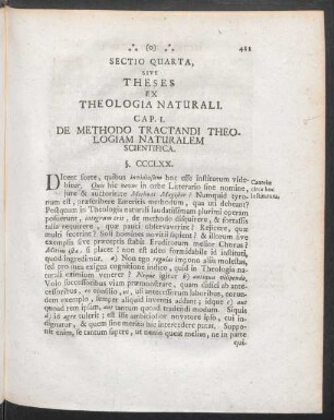 Sectio Quarta, Sive Theses Ex Theologia Naturali