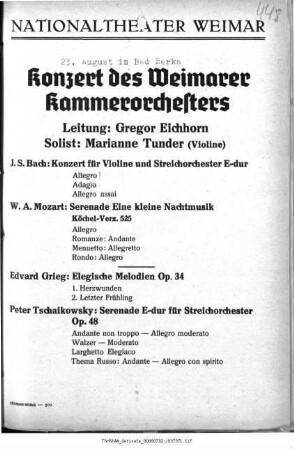 Konzert des Weimarer Kammerorchesters