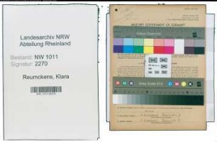Entnazifizierung Klara Reumckens , geb. 19.04.1900 (Geschaeftsinhaberin)