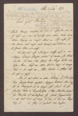 Schreiben von Moritz Ellstätter, Karlsruhe, an seine Frau Marie: - Privates - Einschätzung der Kriegslage - Kontakt zu [Carl] Reiß u.a.