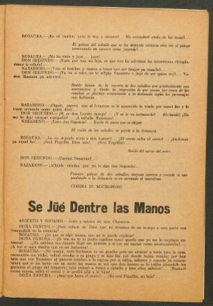 Se jüé dentre las manos