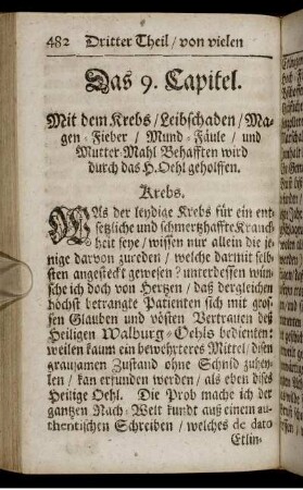 Das 9. Capitel. Mit dem Krebs/ Leibschaden/ Magen-Fieber [...]