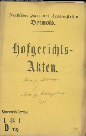 Döldissen (Dölsen), Meier zu gegen Hans Bernd, Meiers zu Wistinghausen Witwe - Schuldforderung
