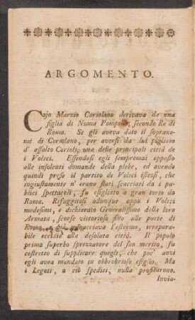 Argomento = Innhalt des Trauerspiels